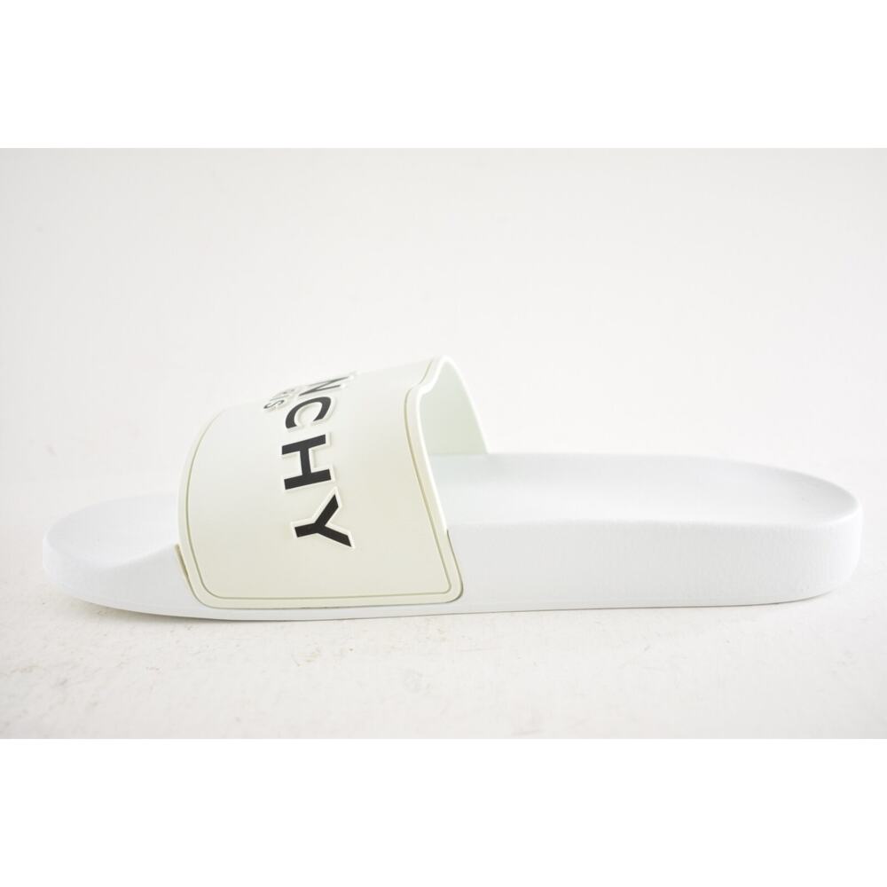 Givenchy Mens Pool Flat White Black Logo Rubber Beach Sandal Slide Slip On 45 12 - Picture 14 of 16